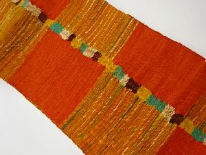 リサイクル　手織り真綿紬横段模様織出し名古屋帯